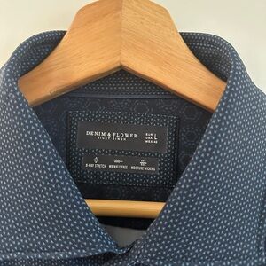 Denim & Flower Men's Blue Micro-Pattern Button-Down Shirt